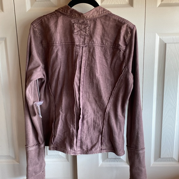 Free People NWT Tiny Button-Up Long Sleeve Collared Ribbed Cotton Top medium - Picture 7 of 16
